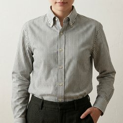 [国産生地] オックスロンドンストライプ-ブラック #11409_写真5