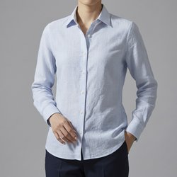 画像5[グランディ＆ルビネッリ] 綿65％麻35％サウザンドストライプ-サックス #8105