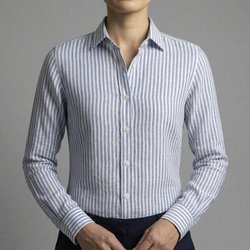 画像5[グランディ＆ルビネッリ] 綿65％麻35％ロンドンストライプ-ネイビー #8113