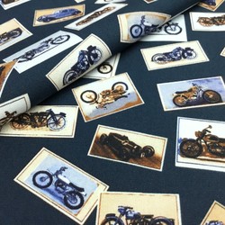 [テクスタ] クラシックカー柄-グリーン #8482_写真1
